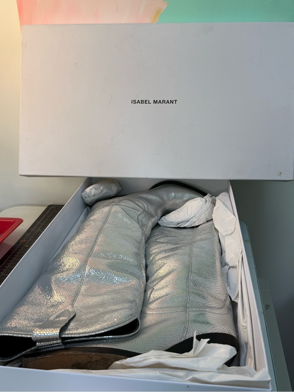 Isabel Marant Iridescent Silver Knee-High Boots